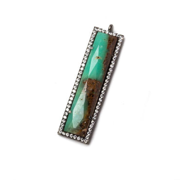 39x10.5mm Black Gold Bezel CZ and Chrysoprase Bar 1 ring Pendant 1 piece (ONLINE ORDER ONLY)