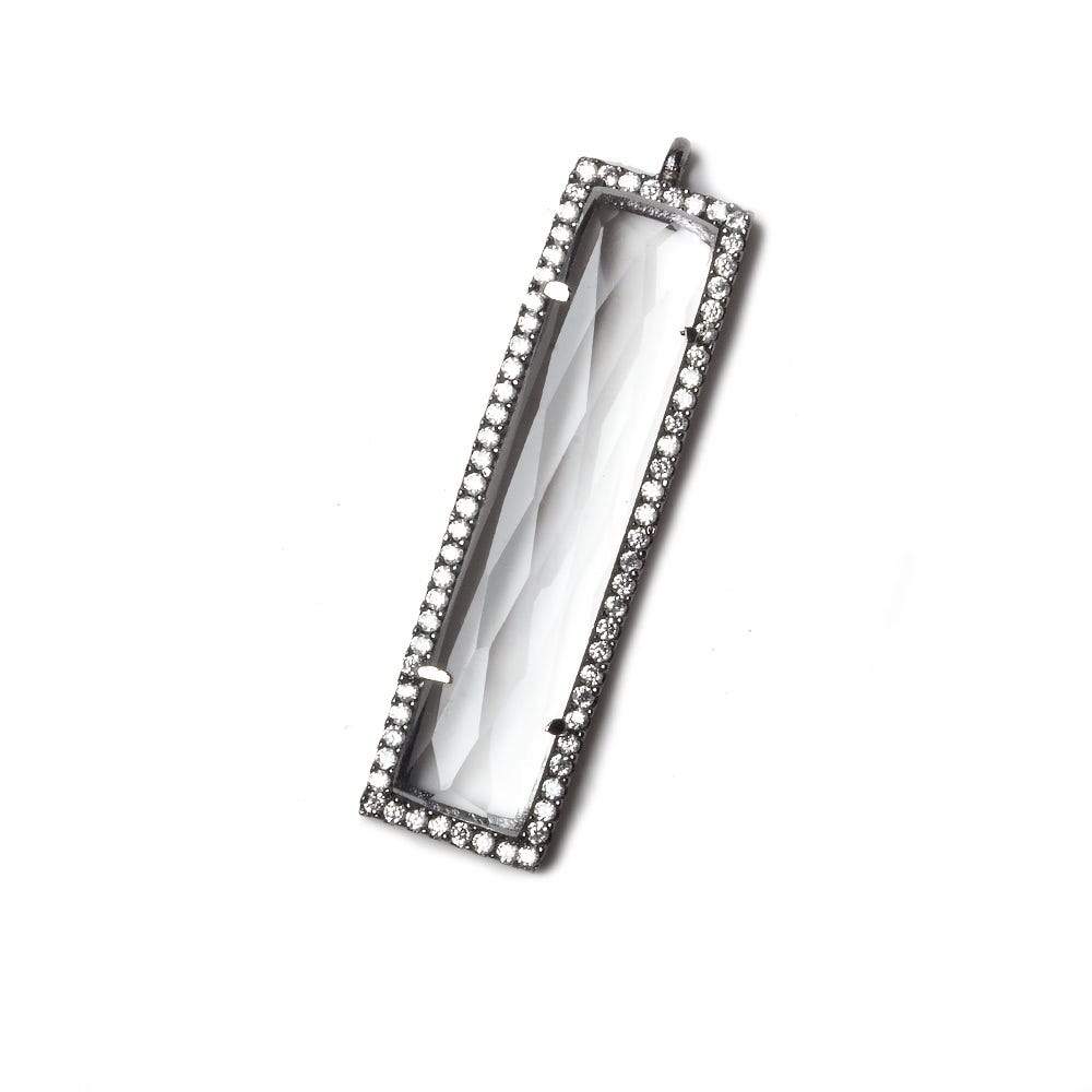 39x10.5mm Black Gold Bezel CZ and Crystal Quartz Bar 1 ring Pendant 1 piece (ONLINE ORDER ONLY)