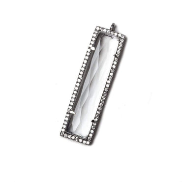 39x10.5mm Black Gold Bezel CZ and Crystal Quartz Bar 1 ring Pendant 1 piece (ONLINE ORDER ONLY)