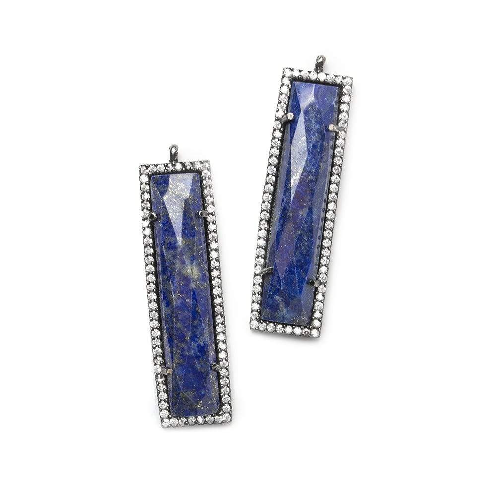 39x10.5mm Black Gold Bezel CZ and Lapis Lazuli Bar 1 ring Pendant 1 piece (ONLINE ORDER ONLY)