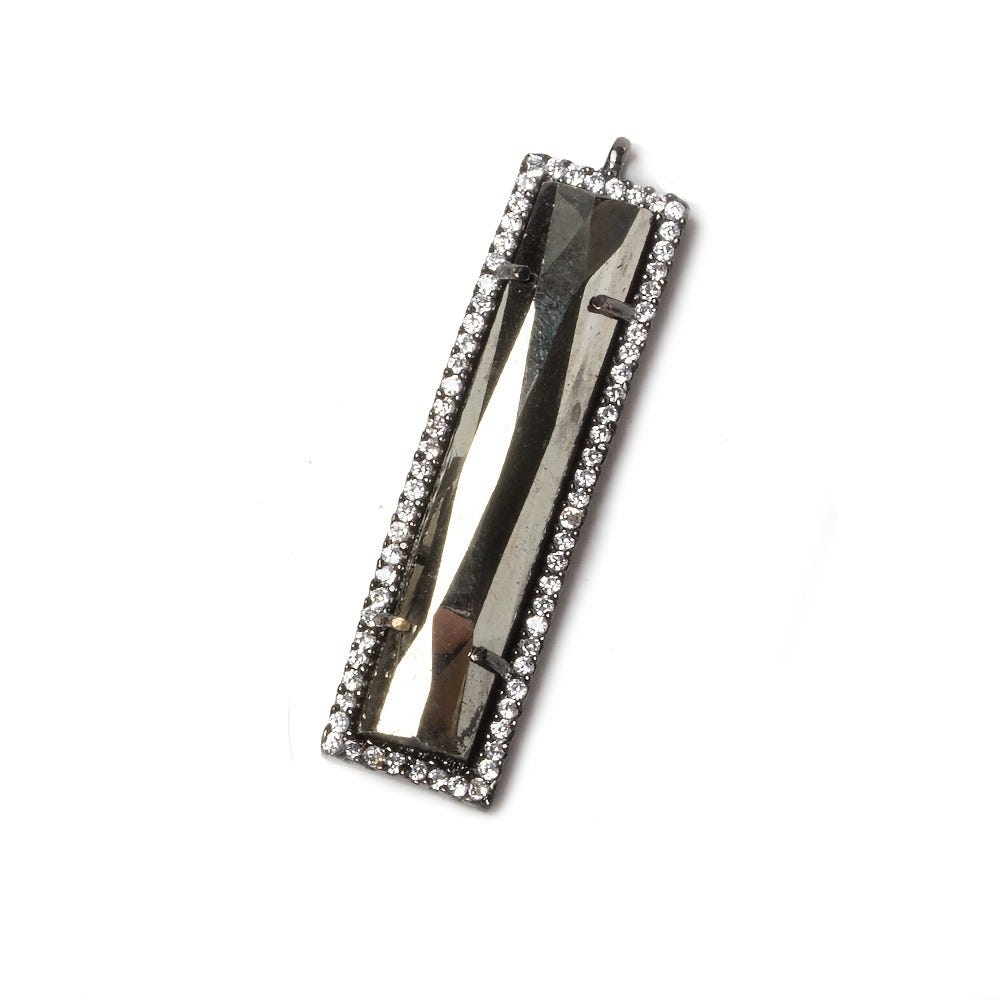 39x10.5mm Black Gold Bezel CZ and Pyrite Bar 1 ring Pendant 1 piece (ONLINE ORDER ONLY)
