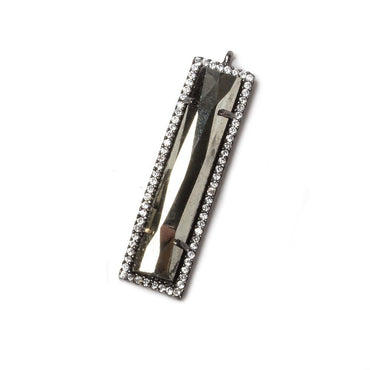 39x10.5mm Black Gold Bezel CZ and Pyrite Bar 1 ring Pendant 1 piece (ONLINE ORDER ONLY)