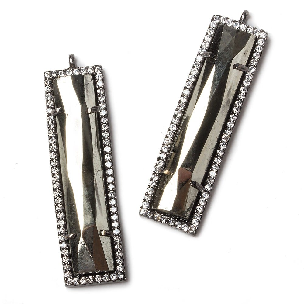 39x10.5mm Black Gold Bezel CZ and Pyrite Bar 1 ring Pendant 1 piece (ONLINE ORDER ONLY)