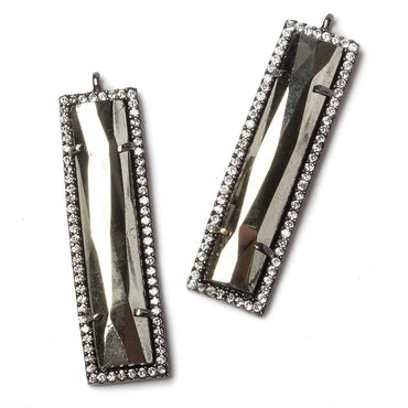 39x10.5mm Black Gold Bezel CZ and Pyrite Bar 1 ring Pendant 1 piece (ONLINE ORDER ONLY)