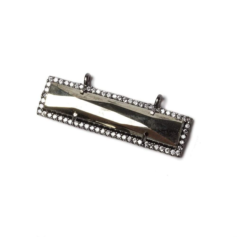 39x10.5mm Black Gold Bezel CZ and Pyrite Bar 2 ring East - West Connector 1 piece (ONLINE ORDER ONLY)
