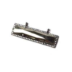 39x10.5mm Black Gold Bezel CZ and Pyrite Bar 2 ring East - West Connector 1 piece (ONLINE ORDER ONLY)