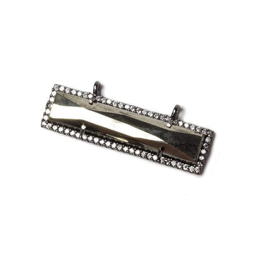 39x10.5mm Black Gold Bezel CZ and Pyrite Bar 2 ring East - West Connector 1 piece (ONLINE ORDER ONLY)