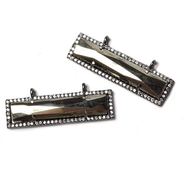 39x10.5mm Black Gold Bezel CZ and Pyrite Bar 2 ring East - West Connector 1 piece (ONLINE ORDER ONLY)