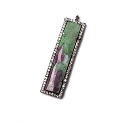 39x10.5mm Black Gold Bezel CZ and Ruby Zoisite Bar 1 ring Pendant 1 piece (ONLINE ORDER ONLY)