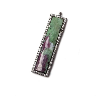 39x10.5mm Black Gold Bezel CZ and Ruby Zoisite Bar 1 ring Pendant 1 piece (ONLINE ORDER ONLY)
