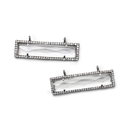 39x10.5mm Black Gold Bezel CZ & Crystal Quartz Bar 2 Prong East - West Connector 1 piece (ONLINE ORDER ONLY)