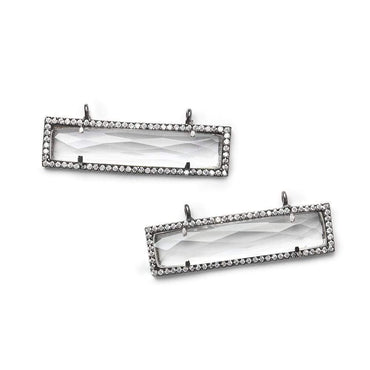 39x10.5mm Black Gold Bezel CZ & Crystal Quartz Bar 2 Prong East - West Connector 1 piece (ONLINE ORDER ONLY)