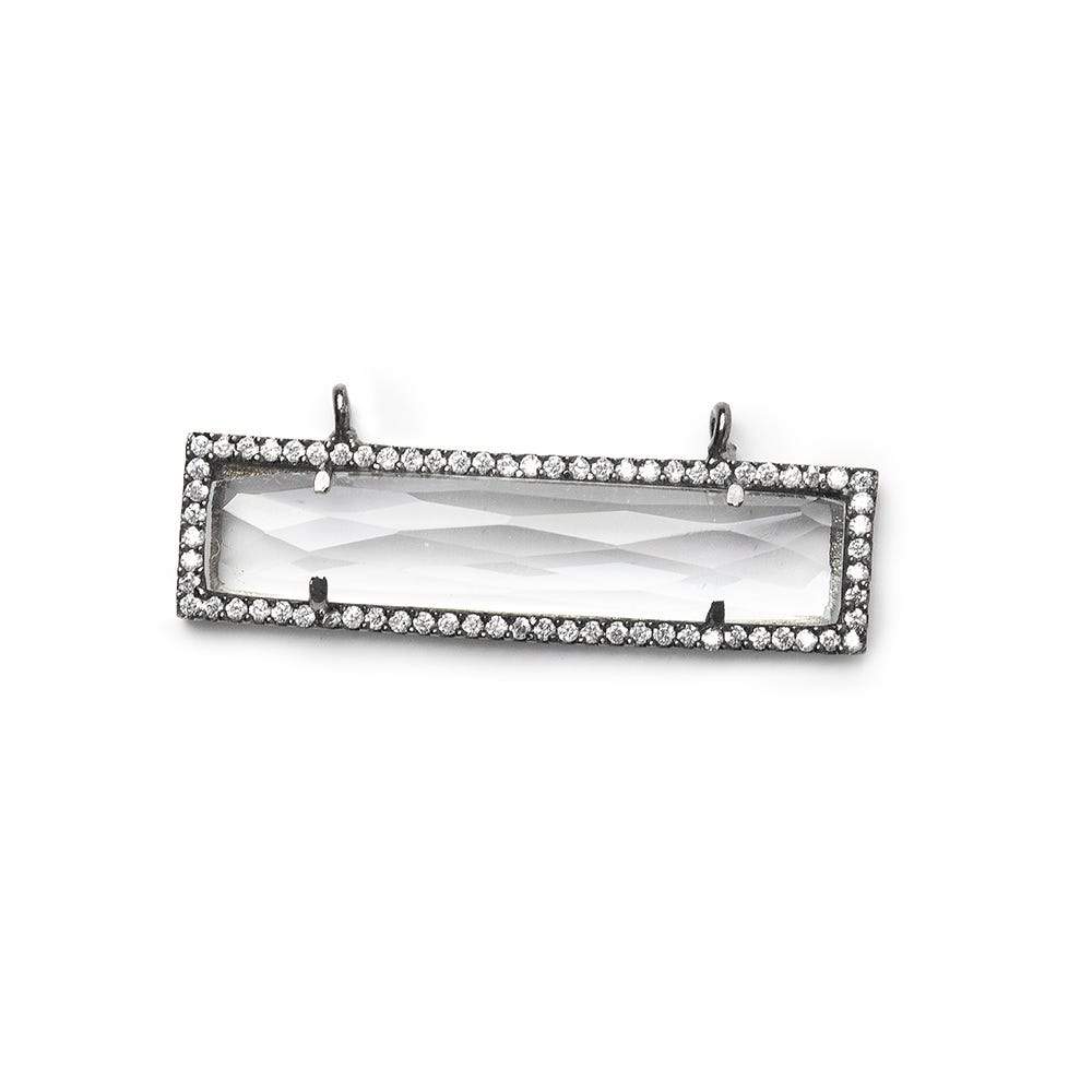 39x10.5mm Black Gold Bezel CZ & Crystal Quartz Bar 2 Prong East - West Connector 1 piece (ONLINE ORDER ONLY)
