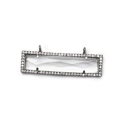 39x10.5mm Black Gold Bezel CZ & Crystal Quartz Bar 2 Prong East - West Connector 1 piece (ONLINE ORDER ONLY)
