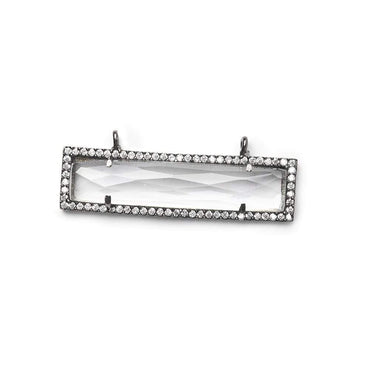 39x10.5mm Black Gold Bezel CZ & Crystal Quartz Bar 2 Prong East - West Connector 1 piece (ONLINE ORDER ONLY)