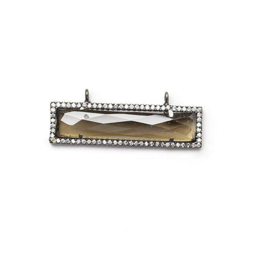 39x10.5mm Black Gold CZ Bezel Smoky Hydro Quartz Bar Connector 1 piece (ONLINE ORDER ONLY)