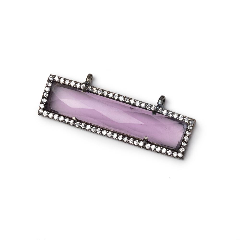 39x10.5mm Black Gold CZ Bezel Purple Hydro Quartz Bar Connector 1 Focal (ONLINE ORDER ONLY)