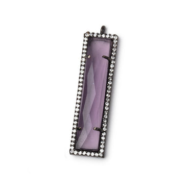 39x10.5mm Black Gold CZ Bezel Purple Hydro Quartz Bar Pendant 1 Focal (ONLINE ORDER ONLY)