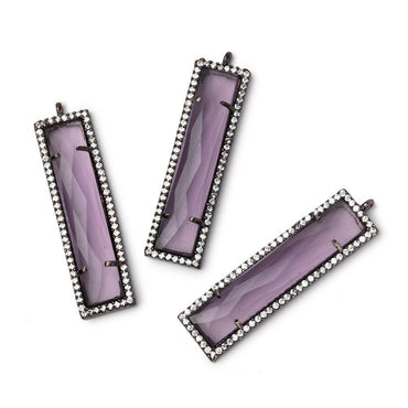 39x10.5mm Black Gold CZ Bezel Purple Hydro Quartz Bar Pendant 1 Focal (ONLINE ORDER ONLY)