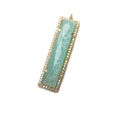 39x10.5mm Vermeil Bezel CZ and Amazonite Bar 1 ring Pendant 1 piece (ONLINE ORDER ONLY)