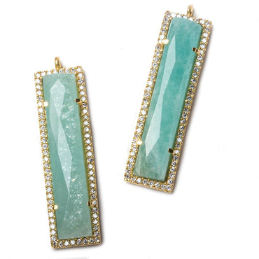 39x10.5mm Vermeil Bezel CZ and Amazonite Bar 1 ring Pendant 1 piece (ONLINE ORDER ONLY)