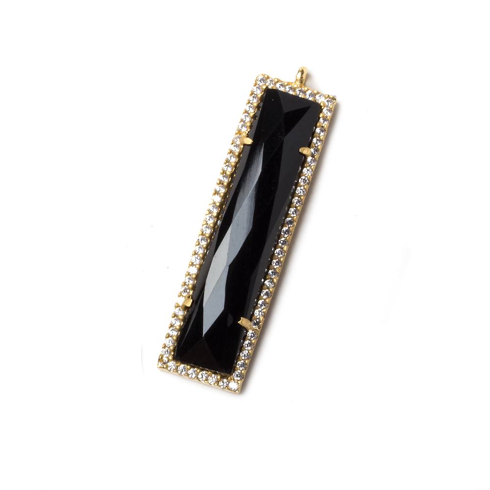 39x10.5mm Vermeil Bezel CZ and Black Chalcedony Bar 1 ring Pendant 1 piece (ONLINE ORDER ONLY)