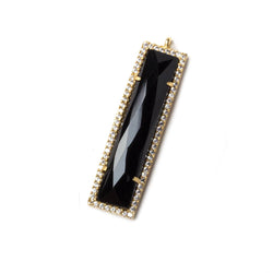 39x10.5mm Vermeil Bezel CZ and Black Chalcedony Bar 1 ring Pendant 1 piece (ONLINE ORDER ONLY)