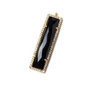 39x10.5mm Vermeil Bezel CZ and Black Chalcedony Bar 1 ring Pendant 1 piece (ONLINE ORDER ONLY)