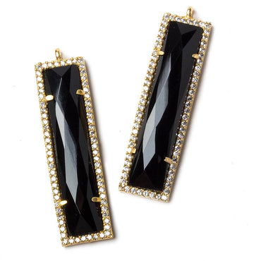 39x10.5mm Vermeil Bezel CZ and Black Chalcedony Bar 1 ring Pendant 1 piece (ONLINE ORDER ONLY)