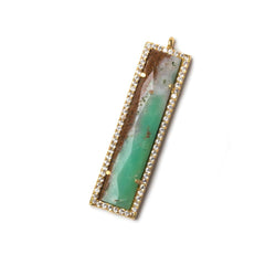 39x10.5mm Vermeil Bezel CZ and Chrysoprase Bar 1 ring Pendant 1 piece (ONLINE ORDER ONLY)