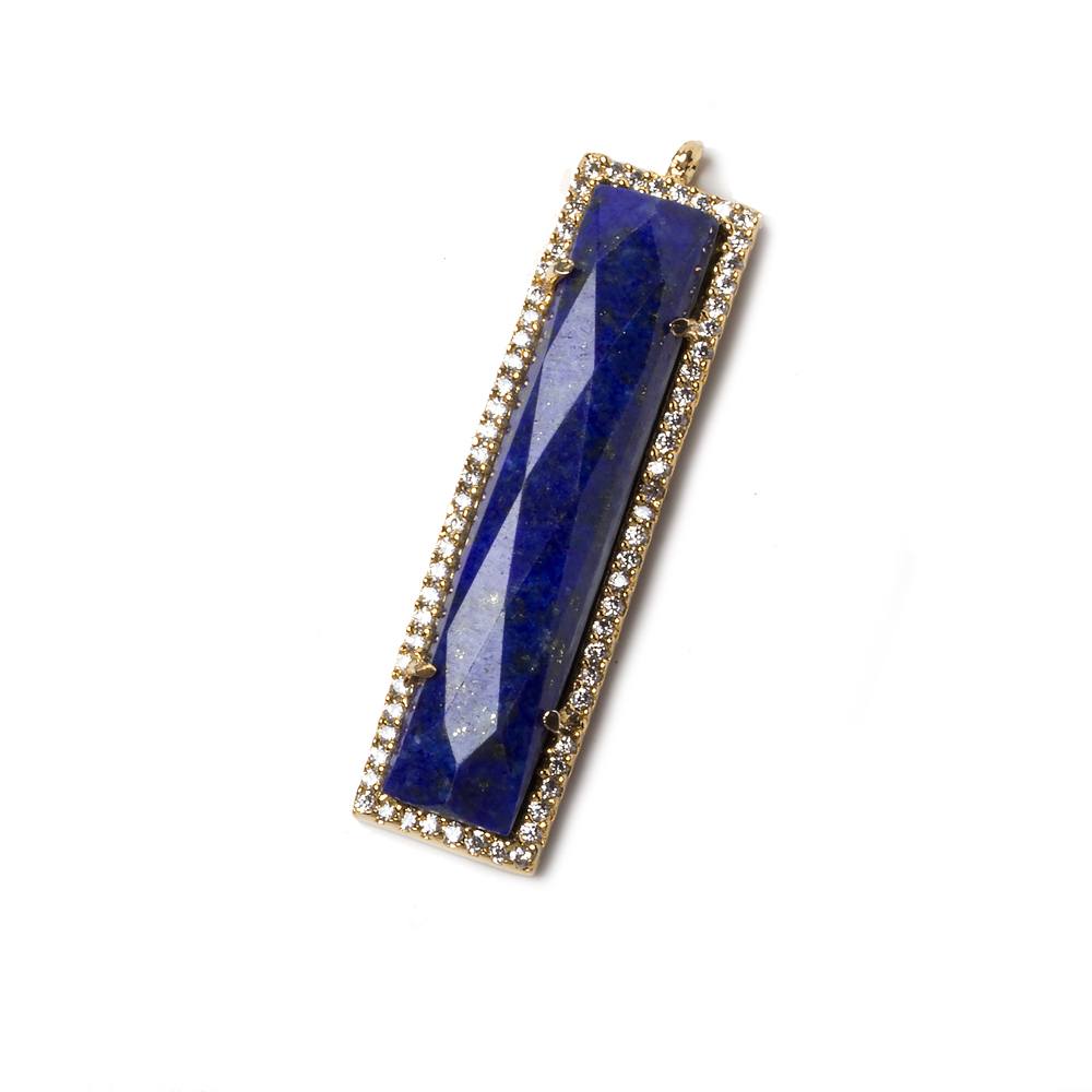 39x10.5mm Vermeil Bezel CZ and Lapis Lazuli Bar 1 ring Pendant 1 piece (ONLINE ORDER ONLY)