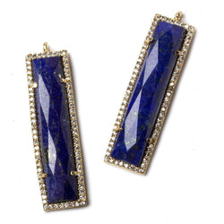 39x10.5mm Vermeil Bezel CZ and Lapis Lazuli Bar 1 ring Pendant 1 piece (ONLINE ORDER ONLY)