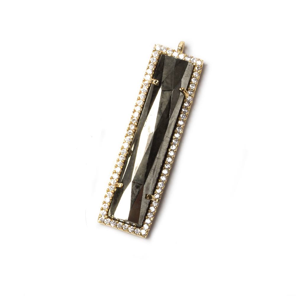 39x10.5mm Vermeil Bezel CZ and Pyrite Bar 1 ring Pendant 1 piece (ONLINE ORDER ONLY)