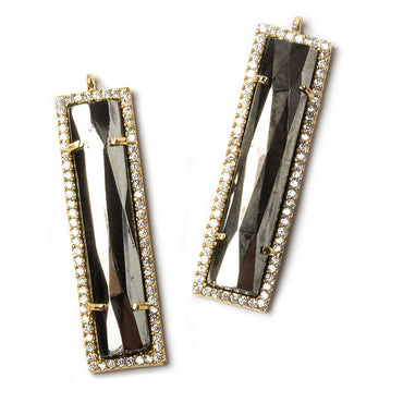 39x10.5mm Vermeil Bezel CZ and Pyrite Bar 1 ring Pendant 1 piece (ONLINE ORDER ONLY)