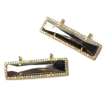 39x10.5mm Vermeil Bezel CZ and Pyrite Bar 2 ring East - West Connector 1 piece (ONLINE ORDER ONLY)