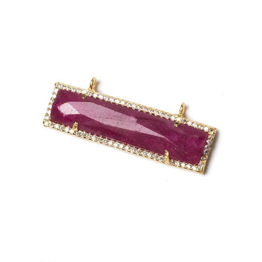 39x10.5mm Vermeil Bezel CZ and Ruby Bar 2 ring East - West Connector 1 piece (ONLINE ORDER ONLY)