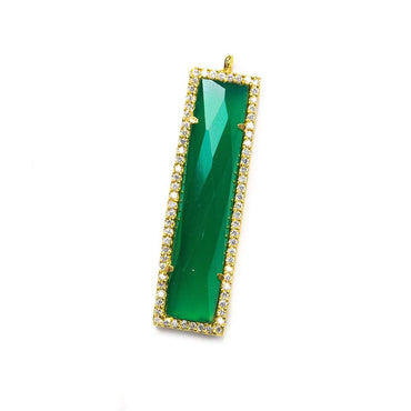 39x10.5mm Gold Bezel CZ & Green Onyx Bar 1 ring Pendant 1 piece (ONLINE ORDER ONLY)