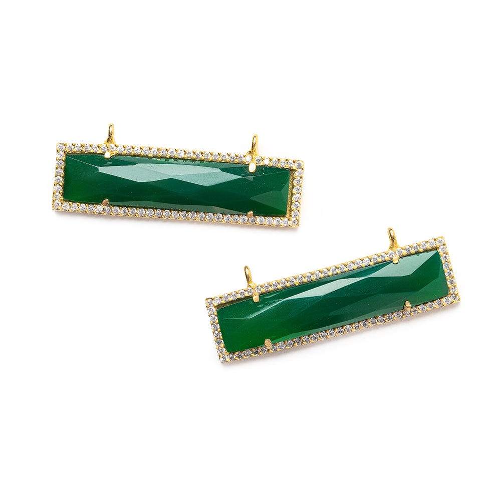 39x10.5mm Vermeil Bezel CZ & Green Onyx Bar East-West Connector 1 piece (ONLINE ORDER ONLY)