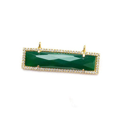 39x10.5mm Vermeil Bezel CZ & Green Onyx Bar East-West Connector 1 piece (ONLINE ORDER ONLY)