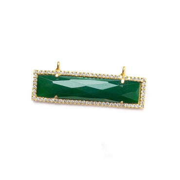 39x10.5mm Vermeil Bezel CZ & Green Onyx Bar East-West Connector 1 piece (ONLINE ORDER ONLY)