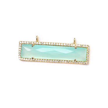 39x10.5mm Vermeil Bezel CZ & Seafoam Chalcedony Bar East-West Connector 1 piece (ONLINE ORDER ONLY)