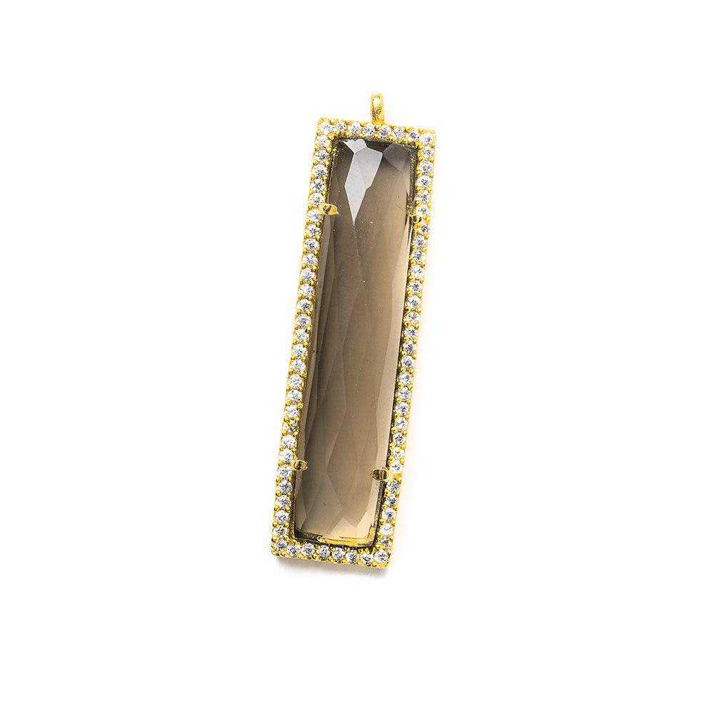 39x10.5mm Vermeil CZ Bezel Smoky Hydro Quartz Bar Pendant 1 piece (ONLINE ORDER ONLY)