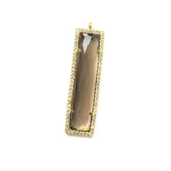 39x10.5mm Vermeil CZ Bezel Smoky Hydro Quartz Bar Pendant 1 piece (ONLINE ORDER ONLY)