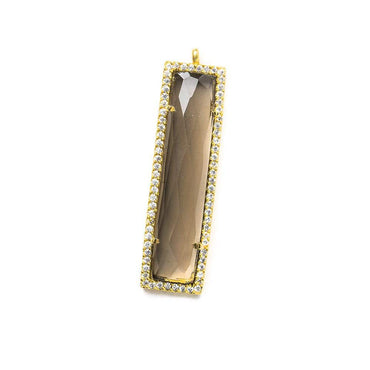 39x10.5mm Vermeil CZ Bezel Smoky Hydro Quartz Bar Pendant 1 piece (ONLINE ORDER ONLY)