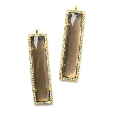 39x10.5mm Vermeil CZ Bezel Smoky Hydro Quartz Bar Pendant 1 piece (ONLINE ORDER ONLY)