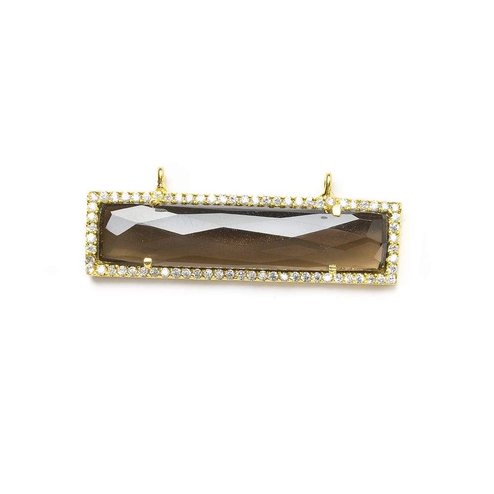 39x10.5mm Vermeil CZ Bezel Smoky Hydro Quartz Bar Connector 1 piece (ONLINE ORDER ONLY)