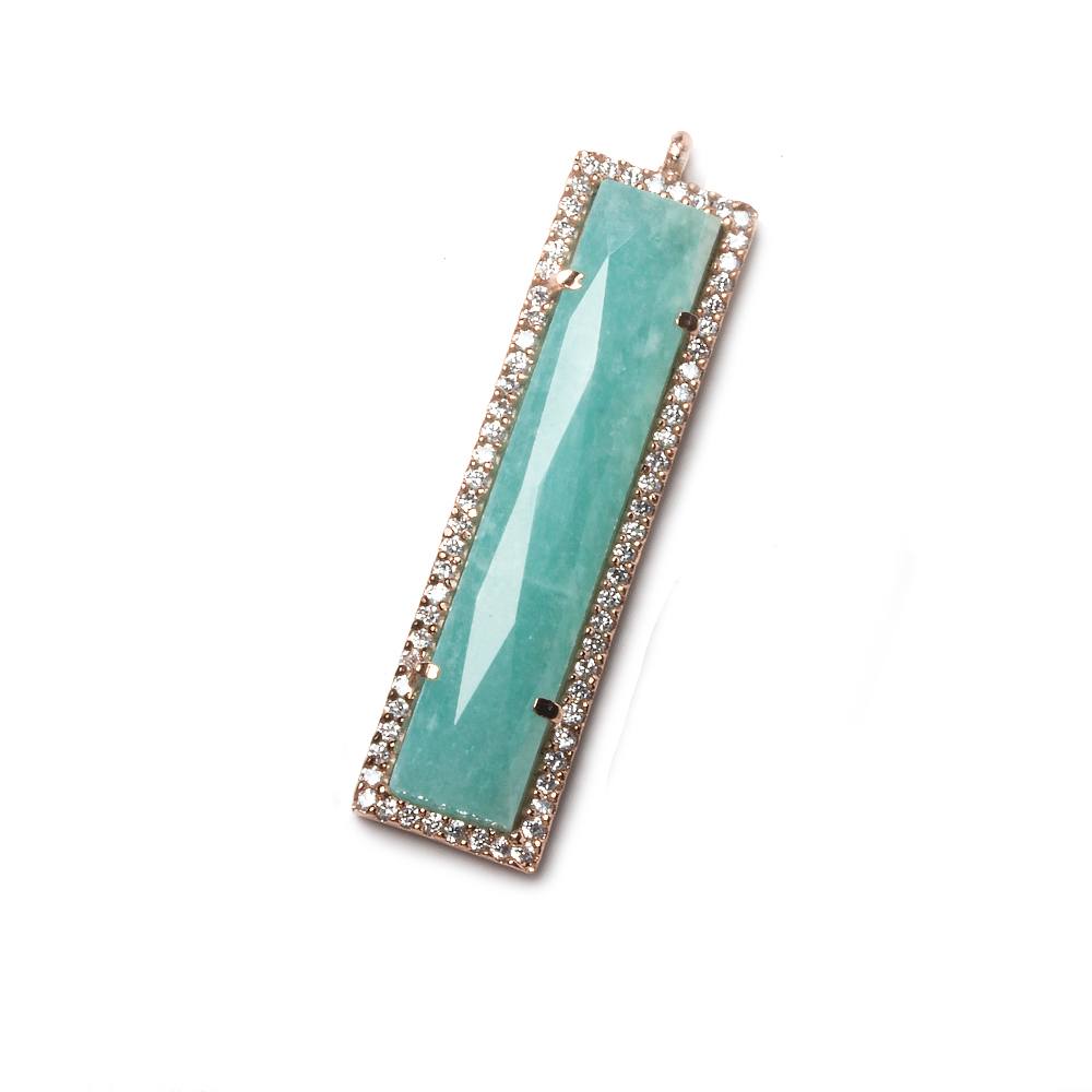 39x10.5mm Rose Gold Bezel CZ and Amazonite Bar 1 ring Pendant 1 piece (ONLINE ORDER ONLY)