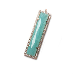 39x10.5mm Rose Gold Bezel CZ and Amazonite Bar 1 ring Pendant 1 piece (ONLINE ORDER ONLY)