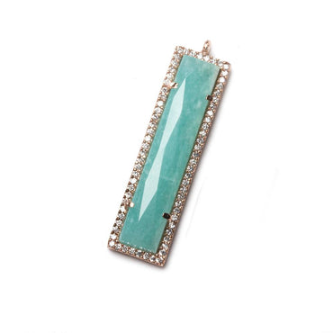39x10.5mm Rose Gold Bezel CZ and Amazonite Bar 1 ring Pendant 1 piece (ONLINE ORDER ONLY)