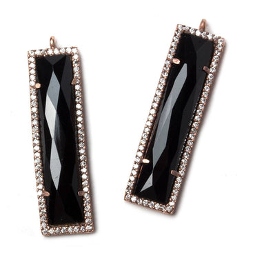 39x10.5mm Rose Gold Bezel CZ and Black Chalcedony Bar 1 ring Pendant 1 piece (ONLINE ORDER ONLY)